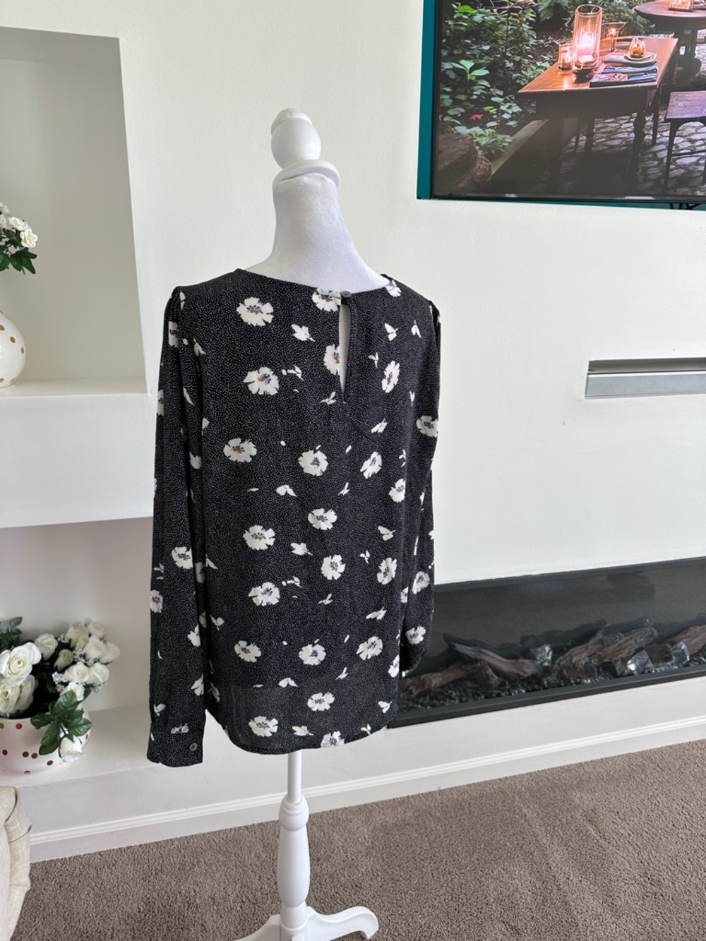 J. Crew Black Floral Long-Sleeve Blouse - Picture 5 of 10
